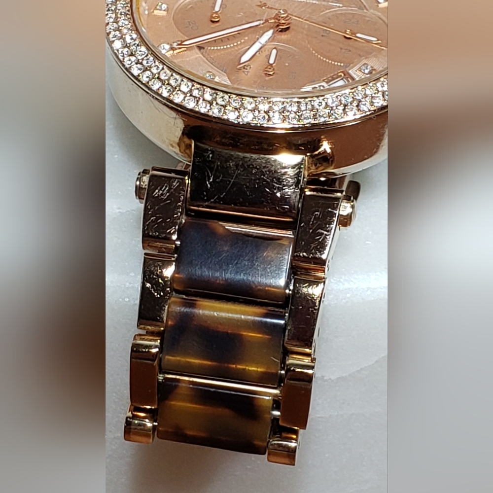 Michael Kors fashion watch, rose gold/ Tortoise Acetate. - Picture 5 of 11